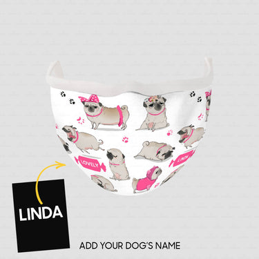 Personalized Dog Gift Idea - Lovely Pinky Pugs In White Background For Dog Lovers - Cloth Mask